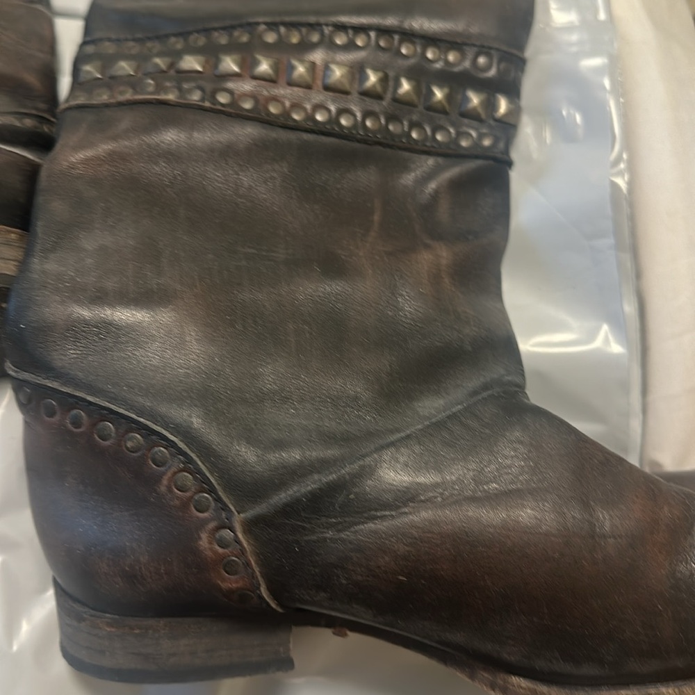 Vintage Free People Brown Leather studded boots - Picture 6 of 8